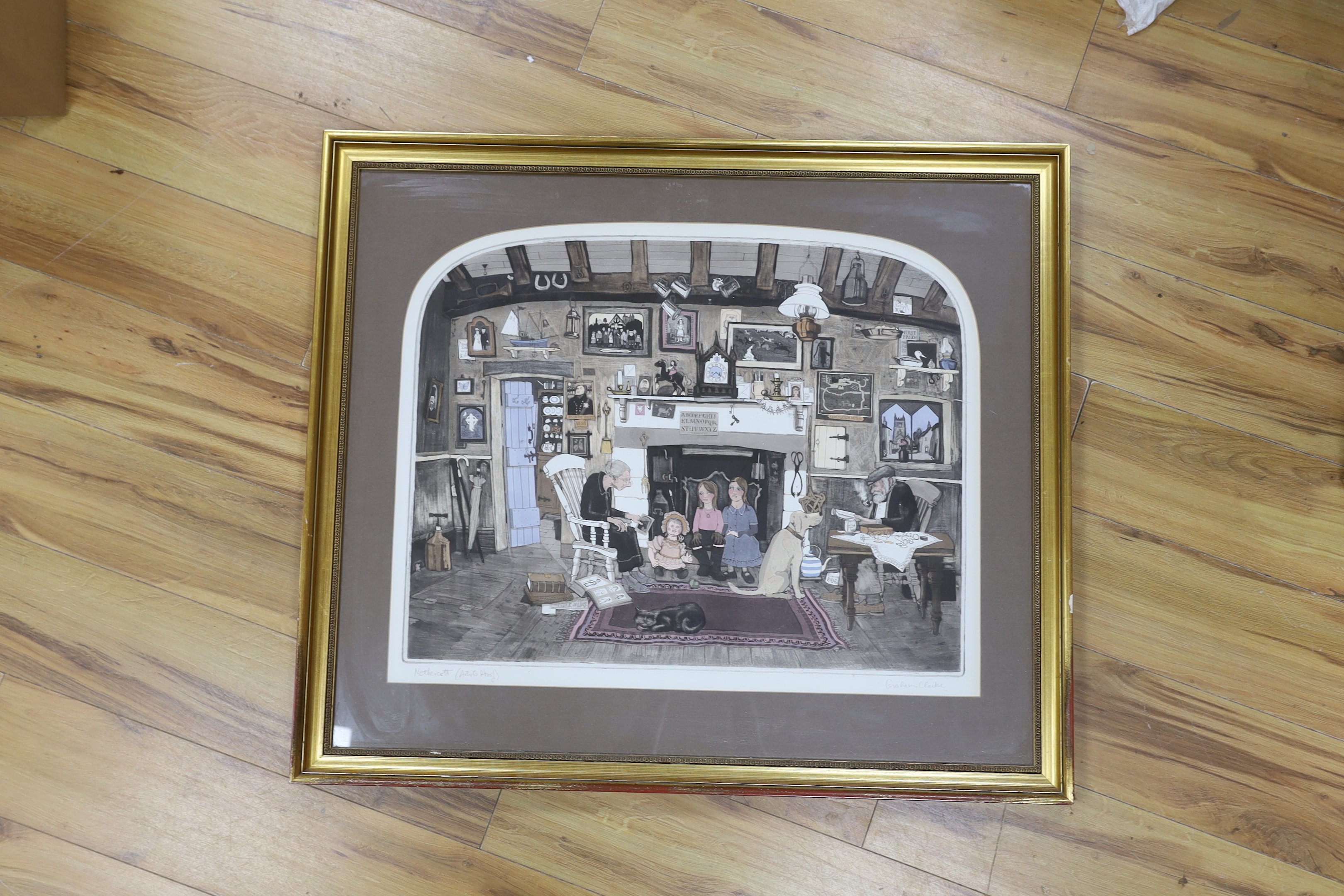 Graham Clarke (b.1941), artist proof colour etching, ‘Nethercott’, signed in pencil, 56 x 72cm
